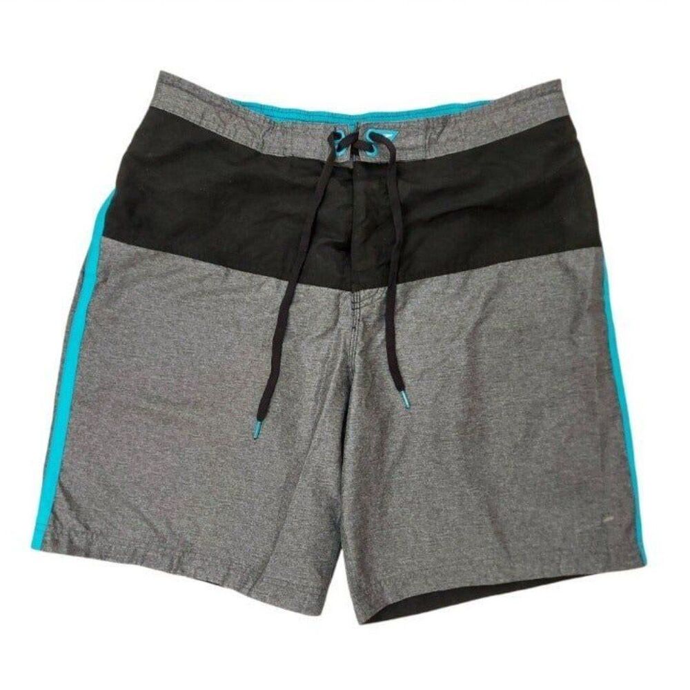 Speedo Shorts Mens Large Gray Black Swim Trunks Mesh Lined Beach Pool Summer